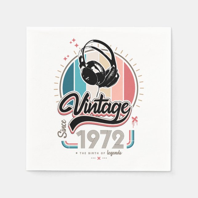 Servilleta De Papel Vintage desde audífonos de 1972 (Anverso)