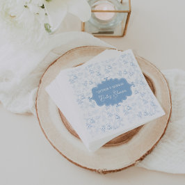 Servilleta De Papel Vintage Dusty Blue Toys Floral Baby Shower