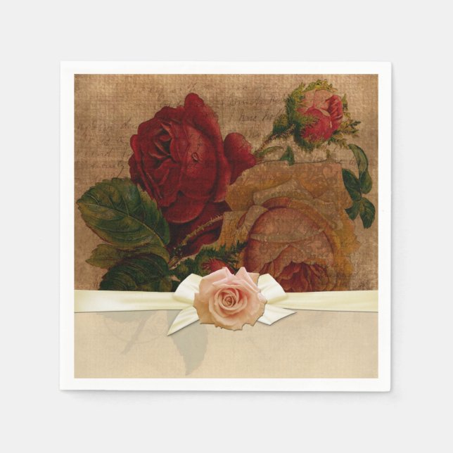 Servilleta De Papel Vintage Elegant Rosas Napkins (Anverso)