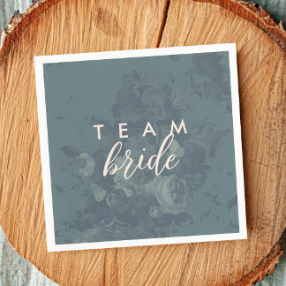 Servilleta De Papel Vintage Elegant Rustic Teal Floral Team Bride