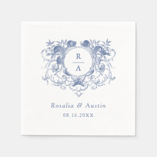 Servilleta De Papel Vintage Elegante Floral Leafy Escudo Napkins