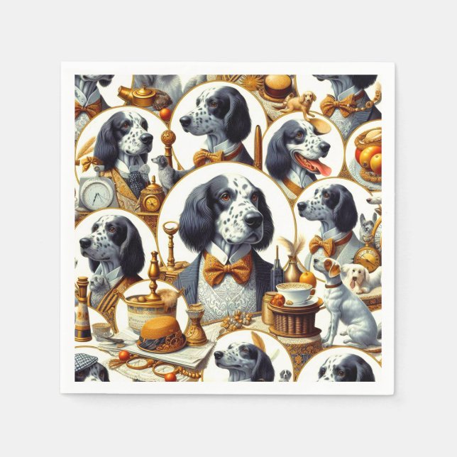 Servilleta De Papel Vintage English Setter Ilustracion (Anverso)