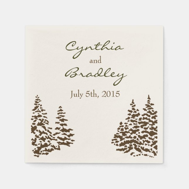 Servilleta De Papel Vintage Evergreen Boda Napkin (Anverso)