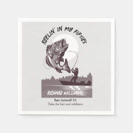 Servilleta De Papel Vintage Fishing Lake Fisherman 50 cumpleaños