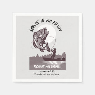 Servilleta De Papel Vintage Fishing Lake Fisherman 50 cumpleaños