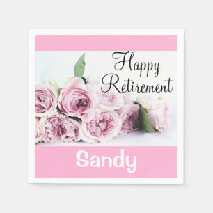 Servilleta De Papel Vintage Floral Happy Retirement Púrpura Roses Ros