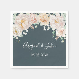 Servilleta De Papel Vintage Floral Navy Blue Wedding Napkin