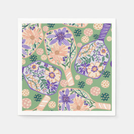 Servilleta De Papel Vintage Floral Pickleball Design