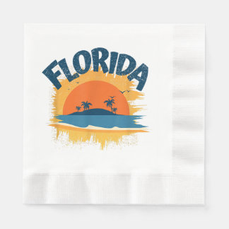 Servilleta De Papel Vintage Florida Retro Tee Design Sunshine