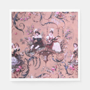 Servilleta De Papel Vintage French Pink Toile Estilo Victoriano Floral