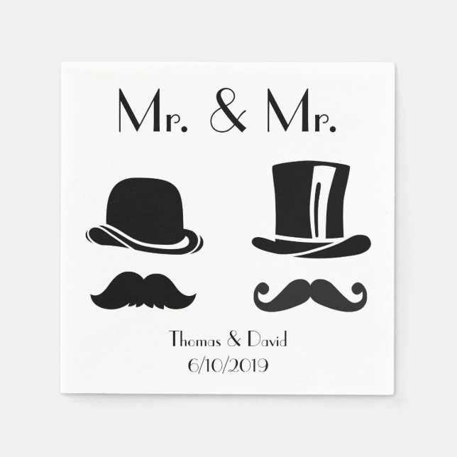 Servilleta De Papel Vintage Gay Boda Napkins (Anverso)