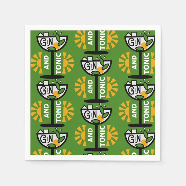 Servilleta De Papel Vintage Gin Y Tonic Art (Anverso)