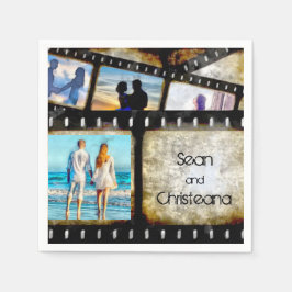 Servilleta De Papel Vintage Gold y Black Film Strip Watercolor