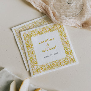 Servilleta De Papel Vintage Golden Ditzy Boda Floral Cóctel