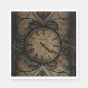Servilleta De Papel Vintage Gothic Antique Wall Clock Steampunk