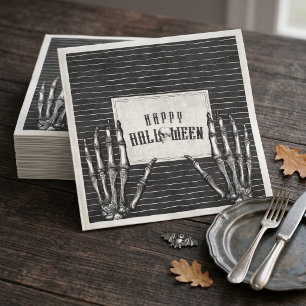 Servilleta De Papel Vintage Gótico Esqueleto Feliz Halloween