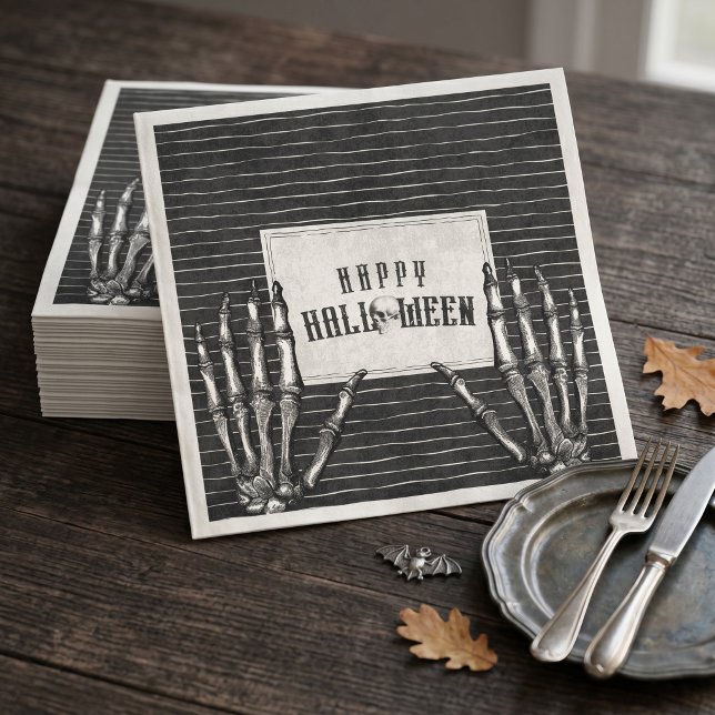 Servilleta De Papel Vintage Gótico Esqueleto Feliz Halloween (Vintage Gothic Skeleton Happy Halloween)