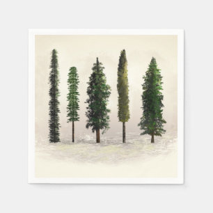 Servilleta De Papel Vintage Green Forest Trees Rustic Woodsy Boda