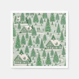 Servilleta De Papel Vintage Green Toile Christmas Holiday