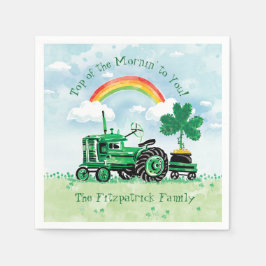 Servilleta De Papel Vintage Green Tractor Shamrock Añadir nombre de fa