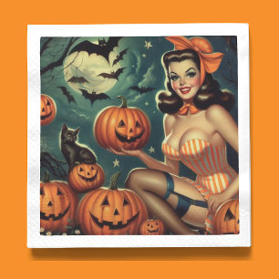 Servilleta De Papel Vintage Halloween Pin Up