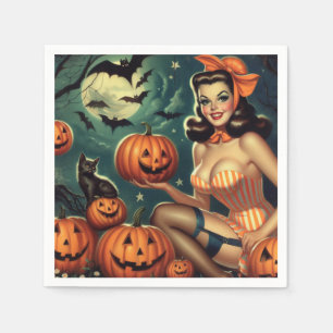 Servilleta De Papel Vintage Halloween Pin Up