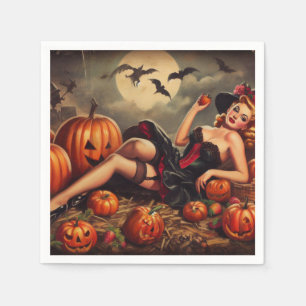 Servilleta De Papel Vintage Halloween Pin Up