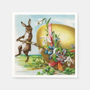 Servilleta De Papel Vintage Happy Easter Bunny Rabbits Easter Eggs