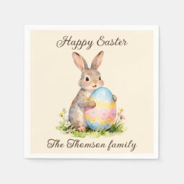 Servilleta De Papel Vintage Happy Easter Bunny with Egg Family 