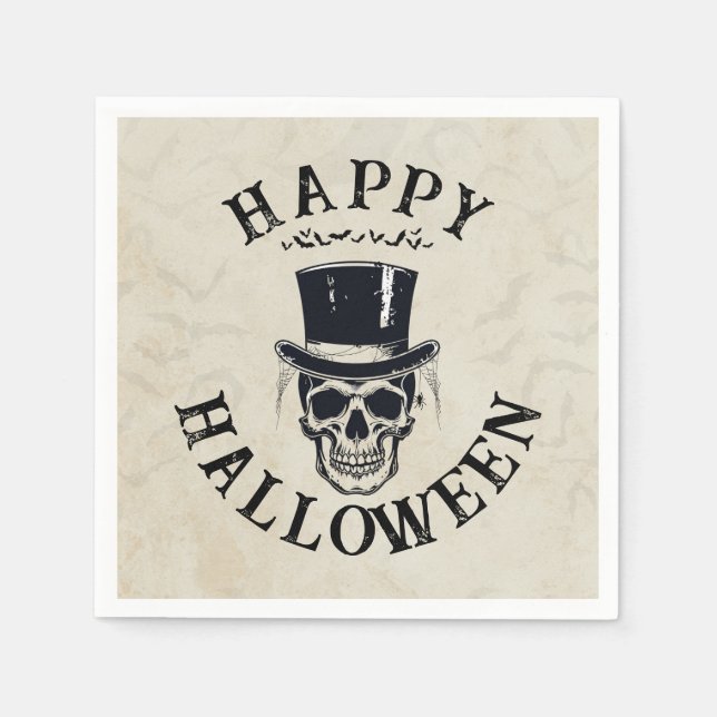 Servilleta De Papel Vintage Happy Halloween Skull (Anverso)