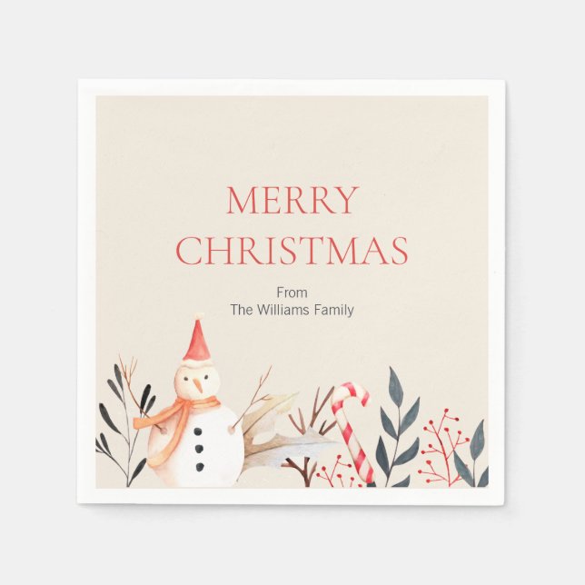 Servilleta De Papel Vintage Holiday Snowman Navidades (Anverso)