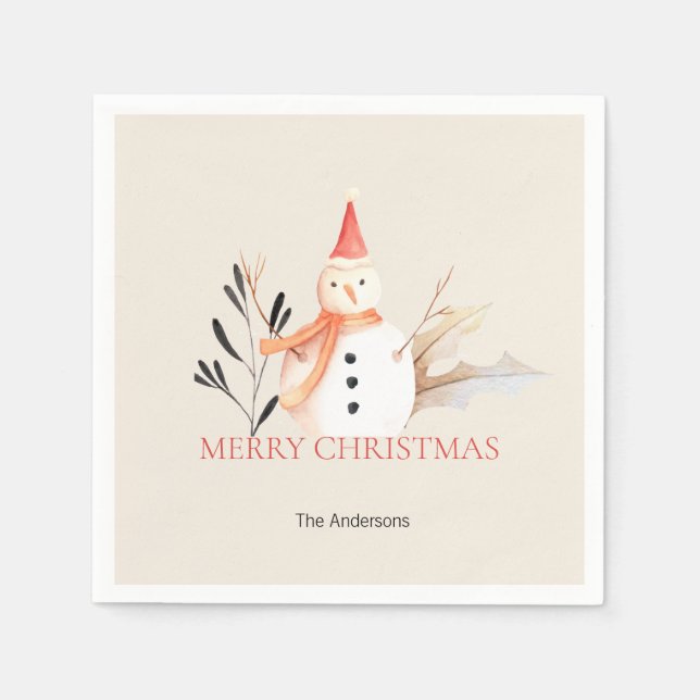 Servilleta De Papel Vintage Holiday Snowman Navidades (Anverso)