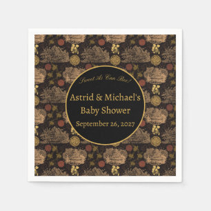 Servilleta De Papel Vintage Honeycomb Bee Black Baby Shower