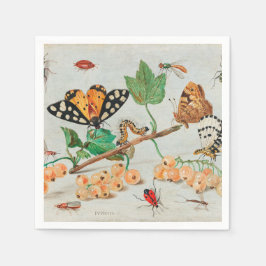 Servilleta De Papel Vintage illustration of butterflies on berries