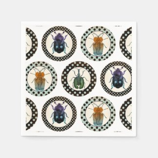Servilleta De Papel Vintage Insects Colorful Beetles Science
