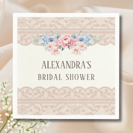 Servilleta De Papel Vintage Ivory Floral Vintage Lace Bridal Shower