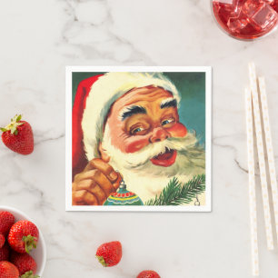 Servilleta De Papel Vintage Jolly Santa Claus Face