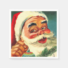 Servilleta De Papel Vintage Jolly Santa Claus Face