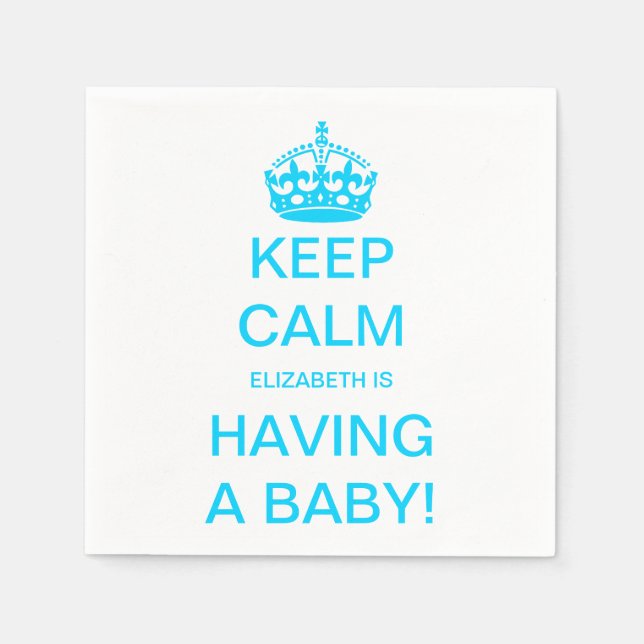 Servilleta De Papel Vintage Keep Calm Blue Boy Baby Shower (Anverso)