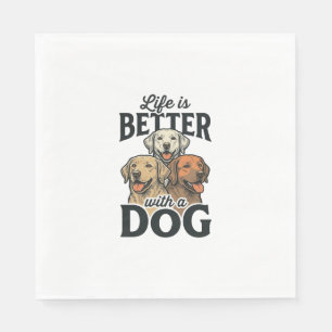 Servilleta De Papel Vintage La Vida Es Mejor Con Un Perro Diseño Vecto