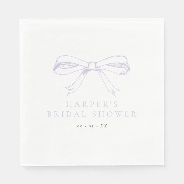 Servilleta De Papel Vintage Lilac Bow Bridal Shower (Anverso)