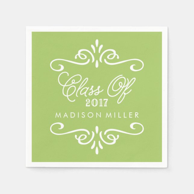 Servilleta De Papel Vintage Lime Green | Napkins de Graduación (Anverso)