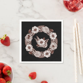 Servilleta De Papel Vintage Line Art Floral Frame