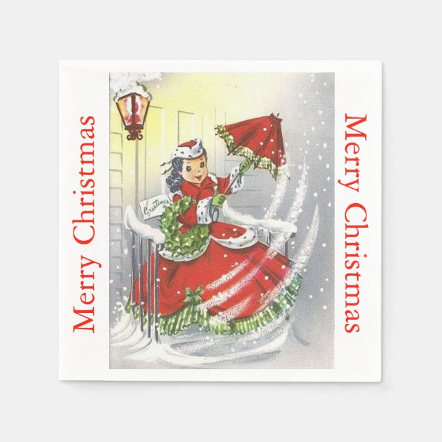 Servilleta De Papel Vintage Little Miss Navidades (Anverso)