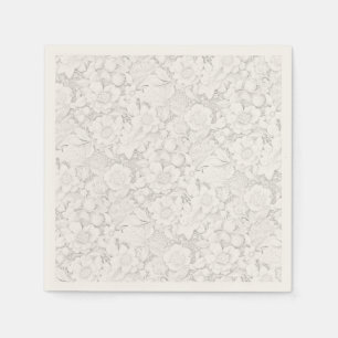 Servilleta De Papel Vintage Look Boda Floral Blanco Lazo