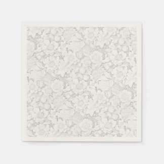 Servilleta De Papel Vintage Look Boda Floral Blanco Lazo