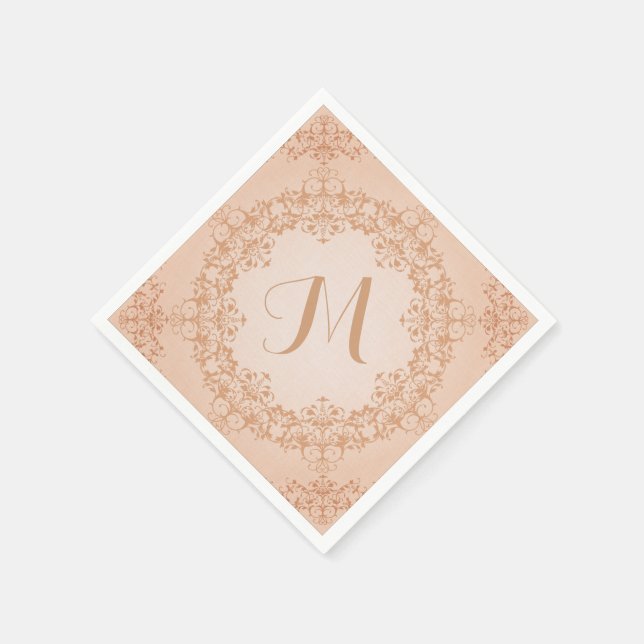 Servilleta De Papel Vintage Look Monogram Napkins (Borde)