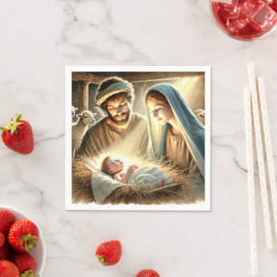 Servilleta De Papel Vintage Mary Joseph y Jesus Nativiage Decoupage