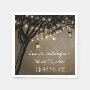Servilleta De Papel Vintage Mason Jar Oak Tree Boda Napkins