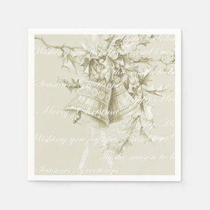 Servilleta De Papel Vintage navidad campanas neutras